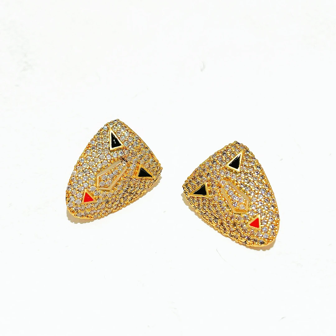 铜合金耳饰 毒饰高定   复古定制满钻面具脸耳饰ZFL1133