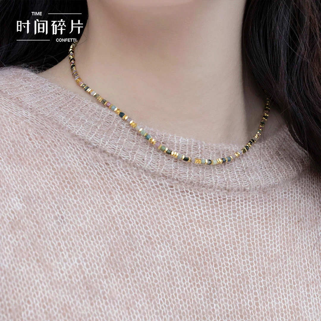 铜合金项链 【孙二娘】小众复古波西米亚风彩色串珠项链TC 6486