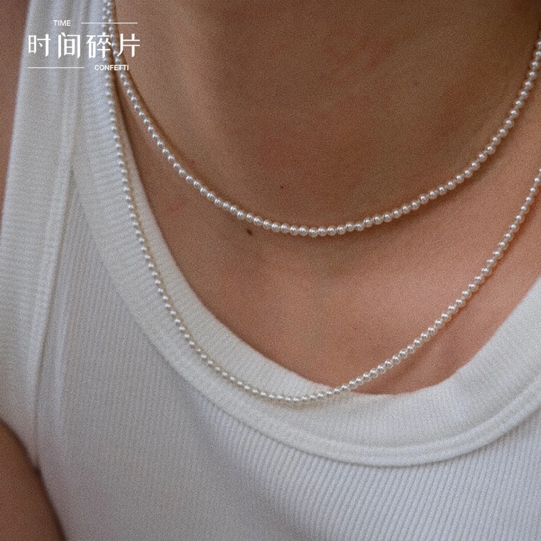 坠链均925银 【孙二娘】法式简约百搭奶油白OT扣长款项链TC 5173