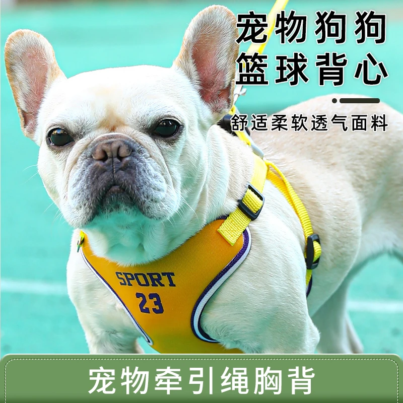 宠物胸背狗狗胸背狗牵引绳夏日出行宠物牵引绳透气吸汗舒适不勒