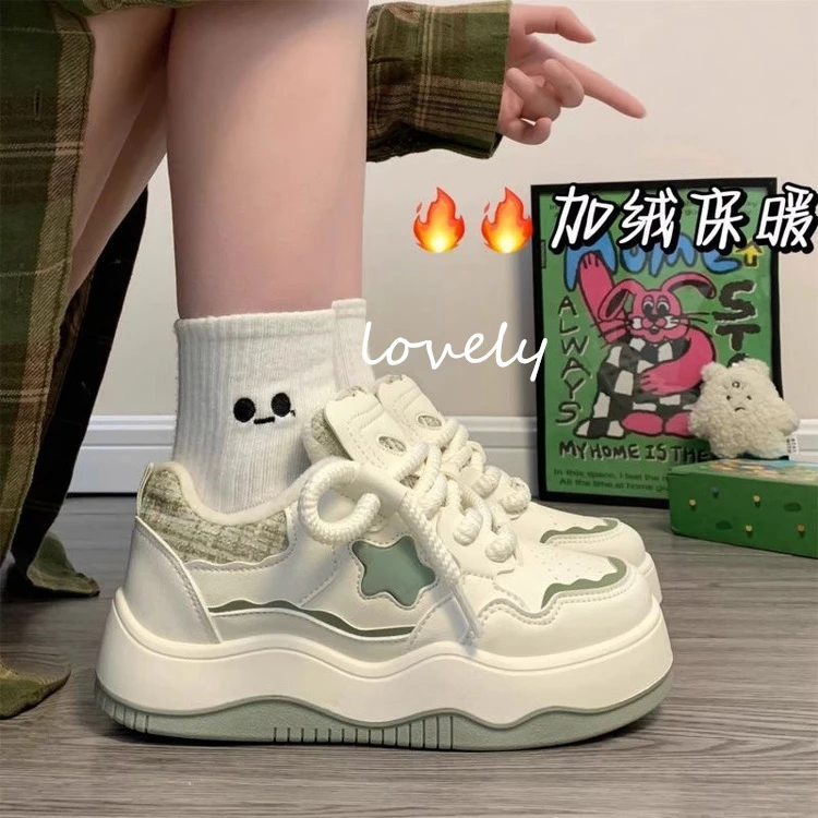 冬季回力休闲2023厚底加绒ins秋冬百搭小白鞋女板鞋女学生网红鞋