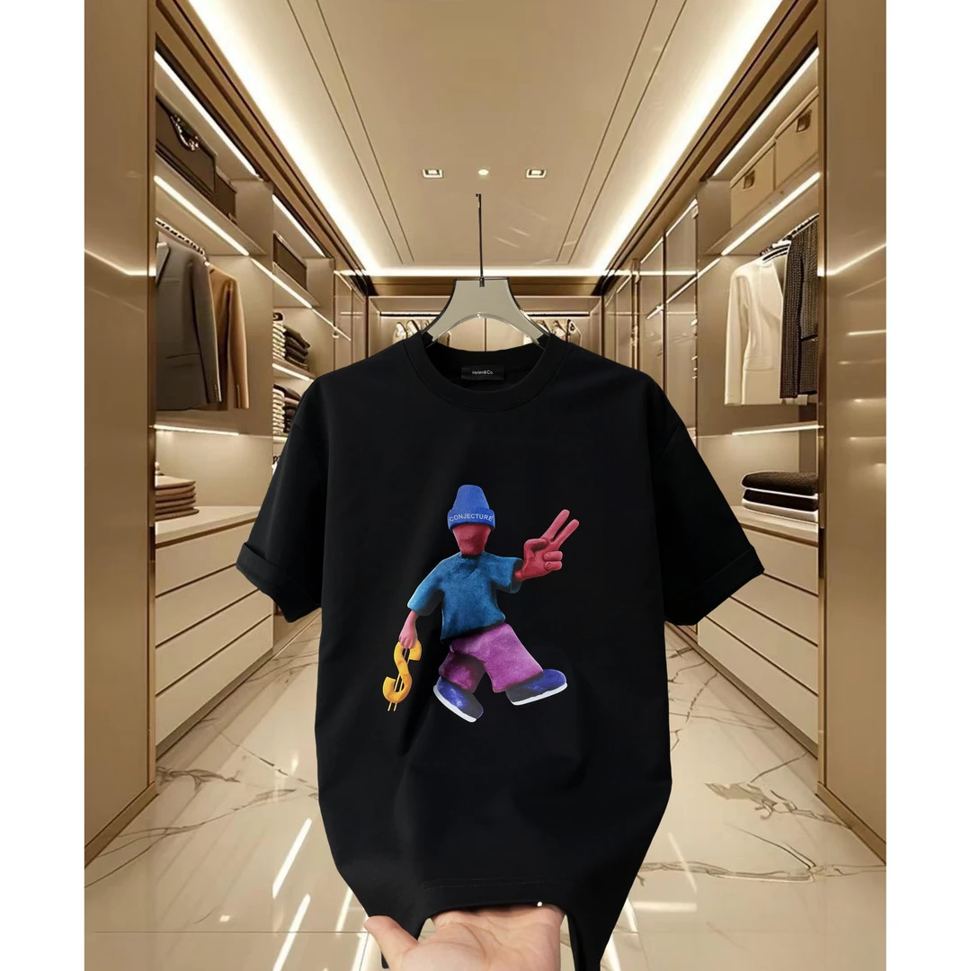 美式痞帅重磅液氨棉短袖T恤男女情侣款ins潮牌街头宽松半袖上衣