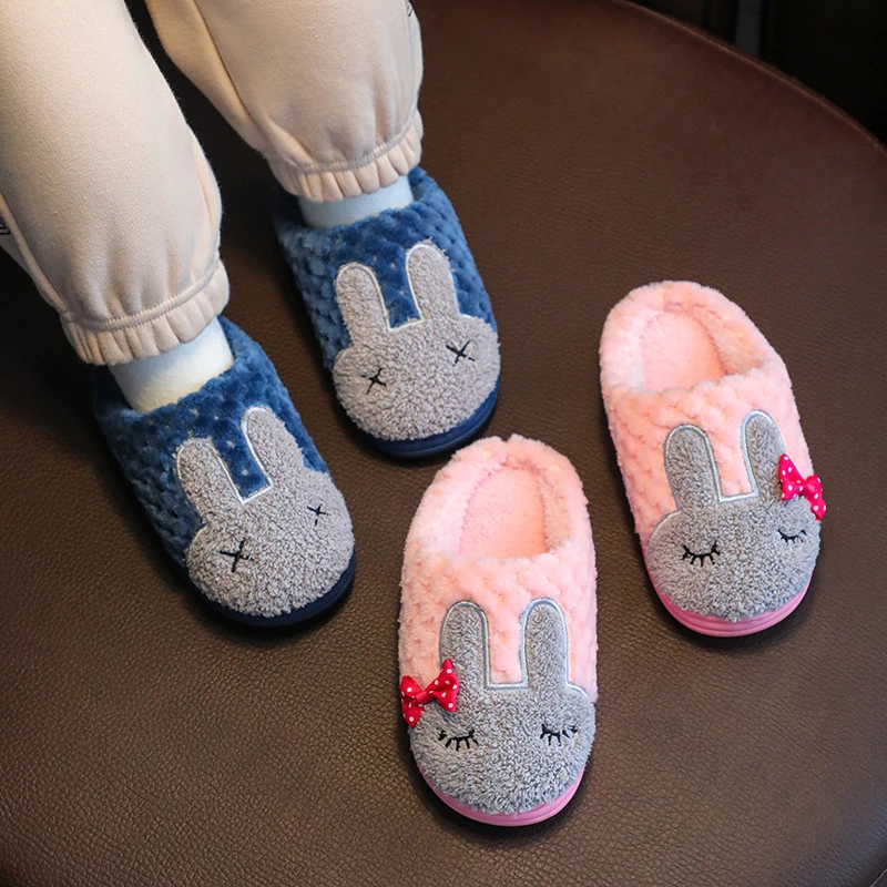 儿童棉拖鞋女男童冬季保暖加厚加绒防滑毛毛鞋中小童卡通保暖棉鞋