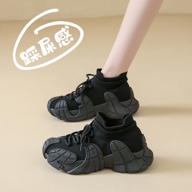 踩屎感莆田椰子鞋女夏季透气老爹鞋全黑色运动鞋久站不累脚工作鞋