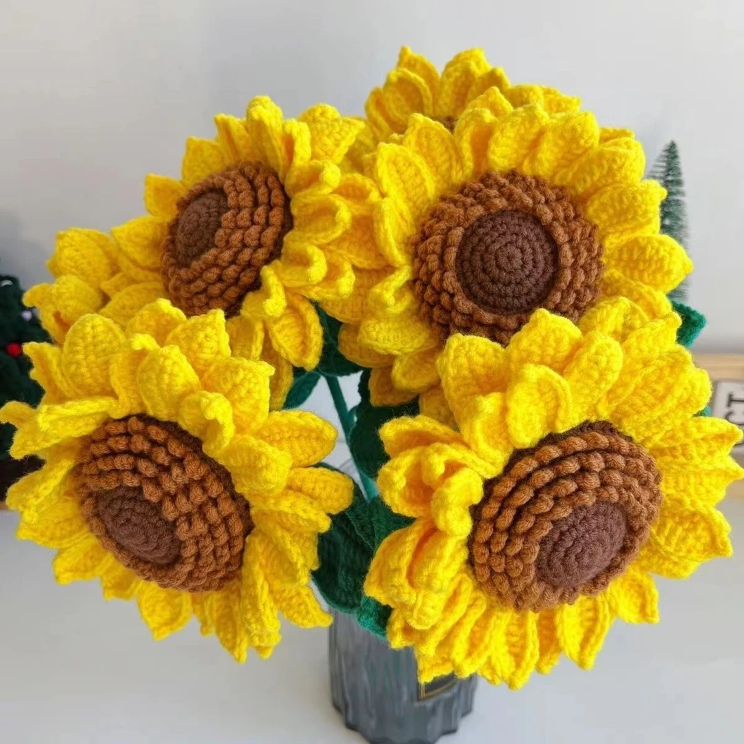 手工DIY双层编织钩针材料包向日葵毛线自制礼物仿真花束