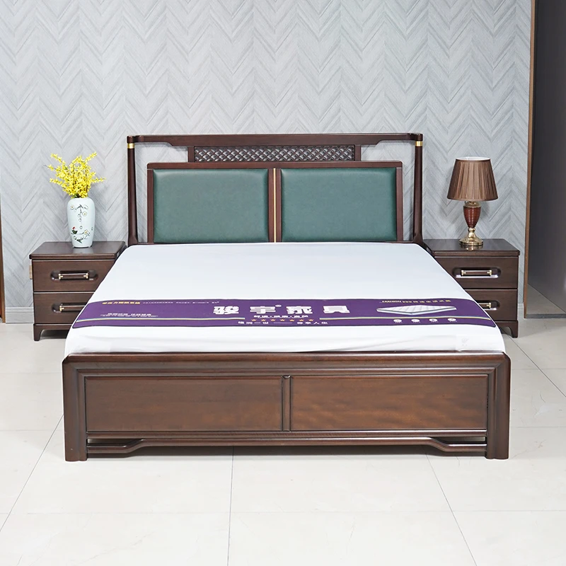 骏宇主卧室新中式床金丝檀木床家用实木床主卧简约大床轻奢