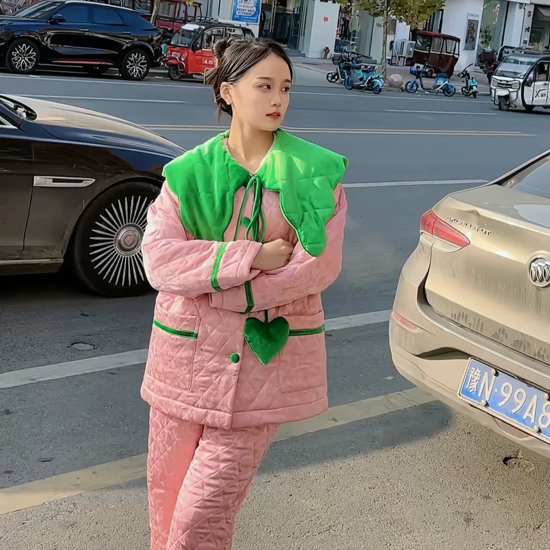 AW睡衣女套装时尚加绒加厚保暖秋冬冬季网红气质冬款