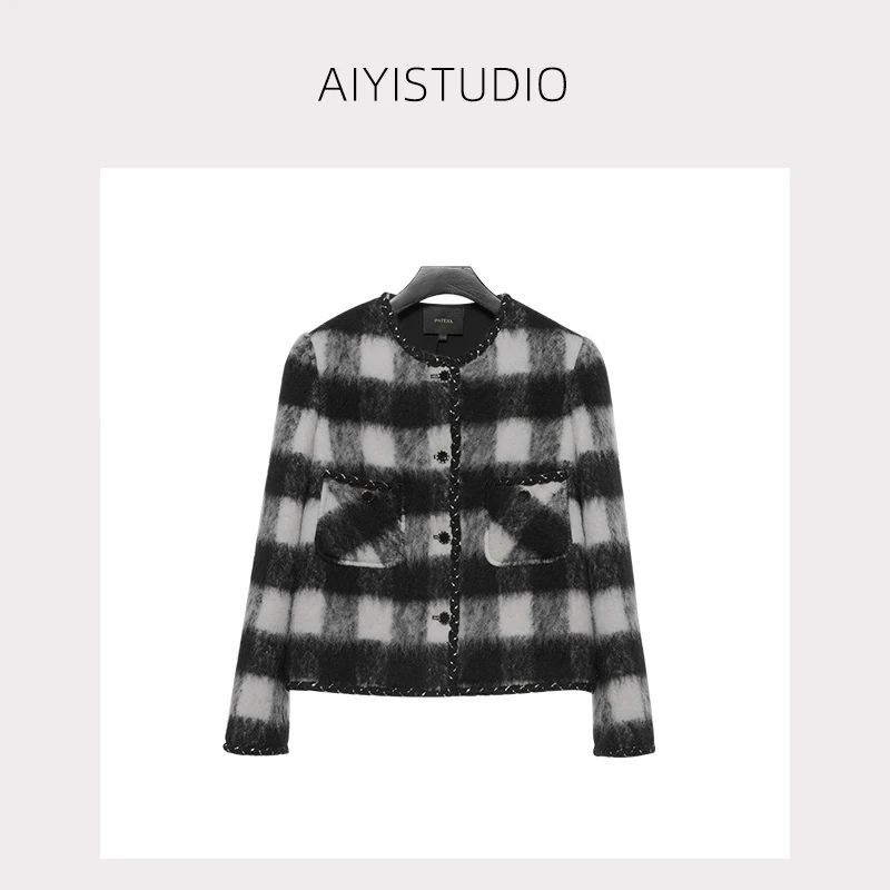 新款高级感复古羊毛小香风毛呢外套女