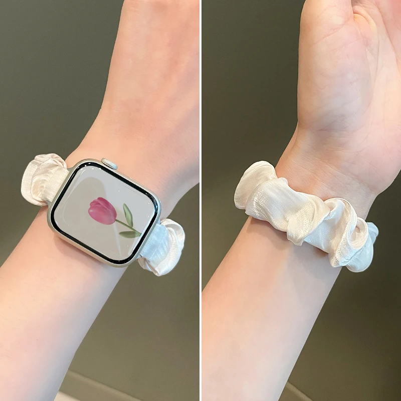 S9适用苹果iwatch9手表S8手表带新款se女夏天透气S7大肠7发圈可爱