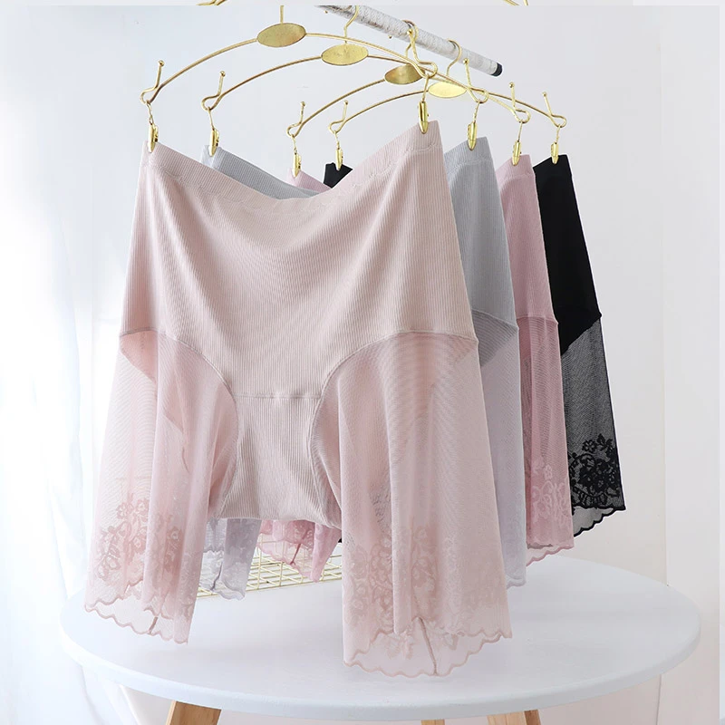 120-210斤蕾丝高腰大码安全裤夏季防走光女士舒适五分裤打底裤