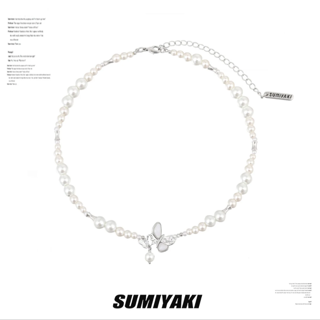 铜合金合成锆石项链  SUMIYAKI双生蝴蝶项链