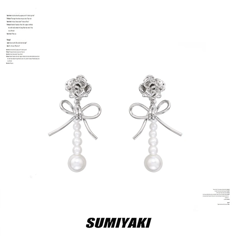 铜合金合成锆石项链 玫瑰战争系列 玫瑰水滴长款耳环