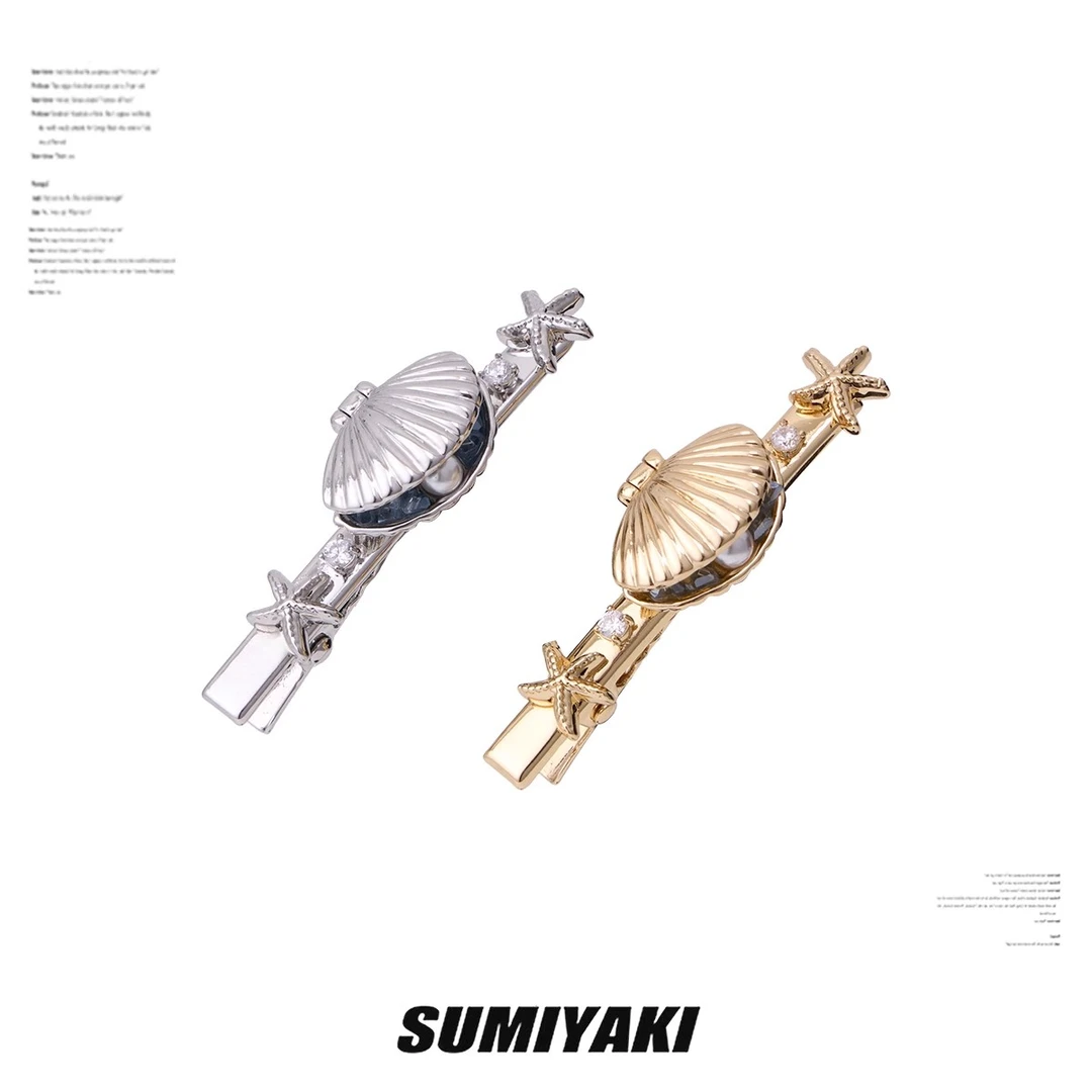 SUMIYAKI 度假风海星贝壳一字夹边夹ins发夹