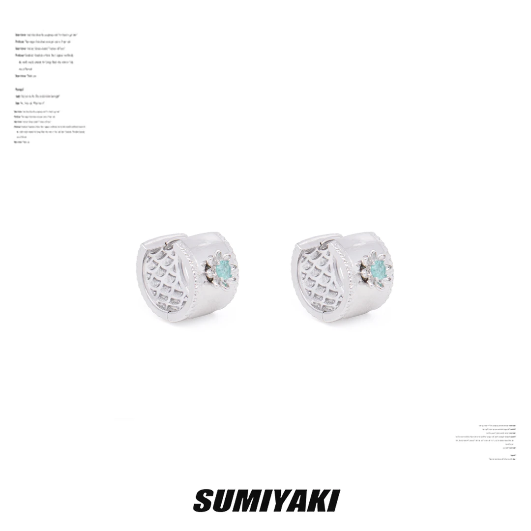 铜合金合成锆石耳饰 SUMIYAKI冰花蓝色耳扣