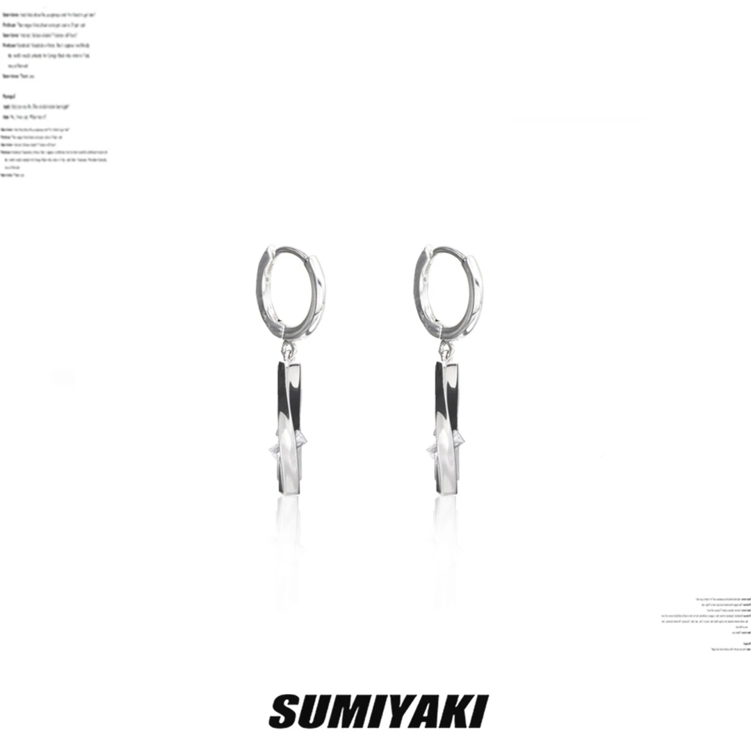 铜合金合成锆石耳饰 SUMIYAKI原创柱间系列立体扭曲耳环