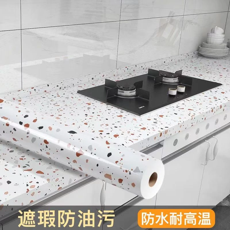 加厚大理石纹厨房贴纸台面柜子家用橱柜防潮防水遮丑自粘墙纸壁纸