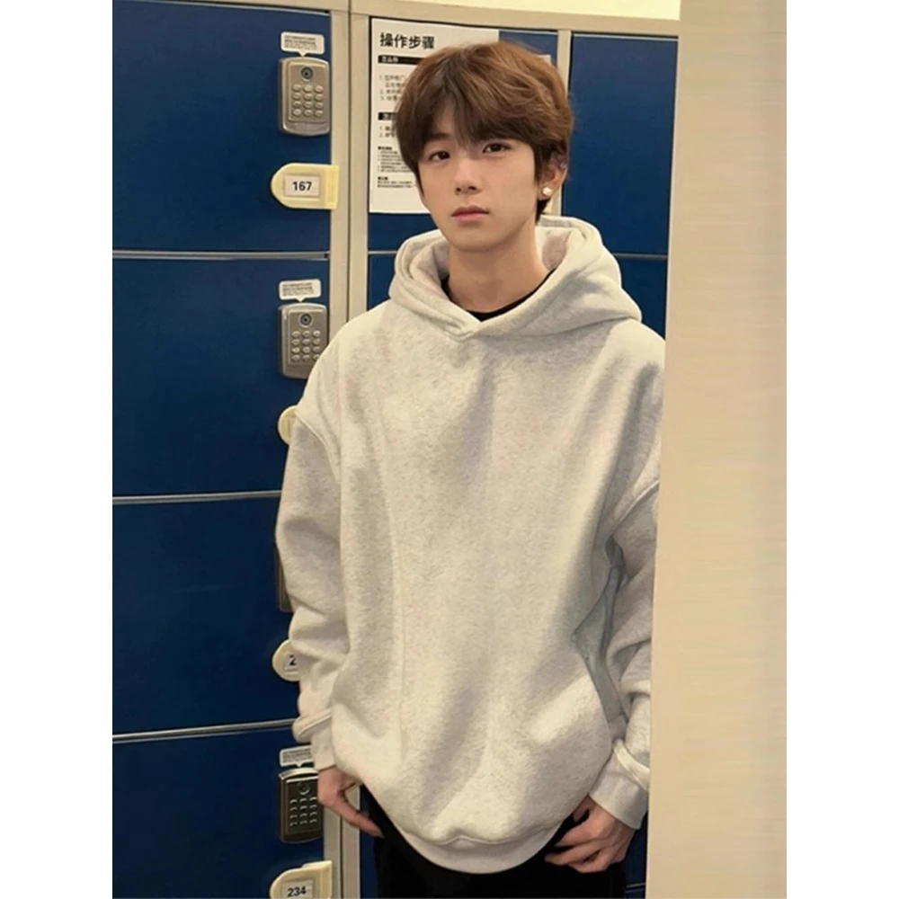 白花灰重磅400g质感卫衣男春秋少年感穿搭美式潮牌大码连帽衫外套