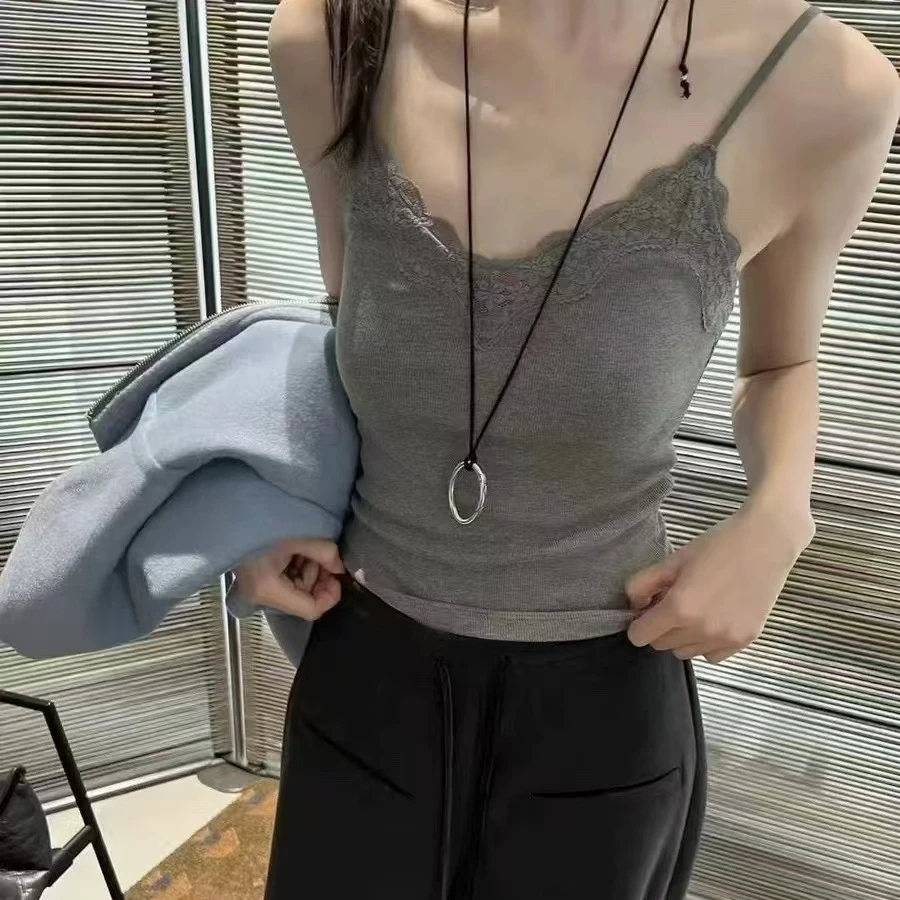 伟丽店2781款【螺纹蕾丝美背】珍珠胶原蛋白螺纹一体蕾丝背心美背