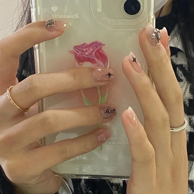 【克罗心之恋】椿寂CHUNJI 手工设计穿戴甲贴钻穿戴甲春季花美甲