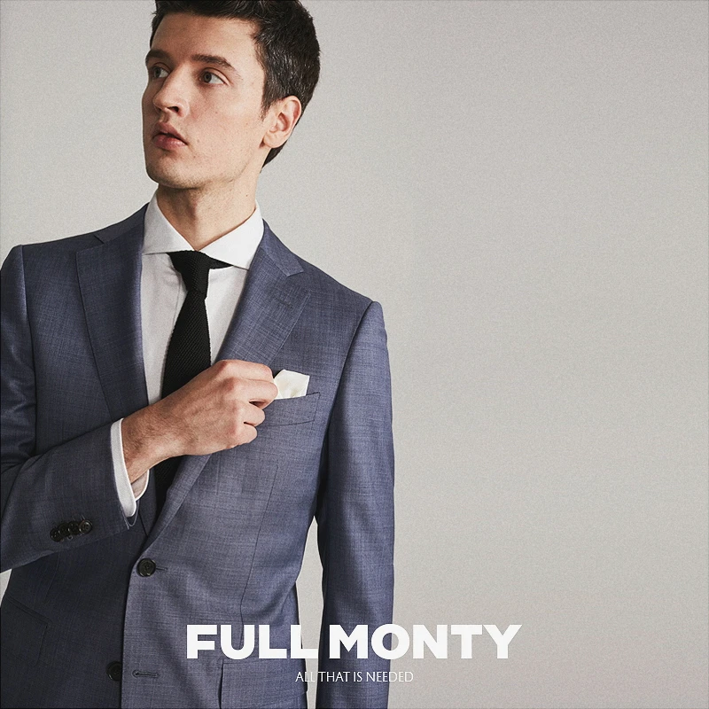 FULL MONTY商务正装羊毛西装男士结婚修身新郎高端西服套装婚礼