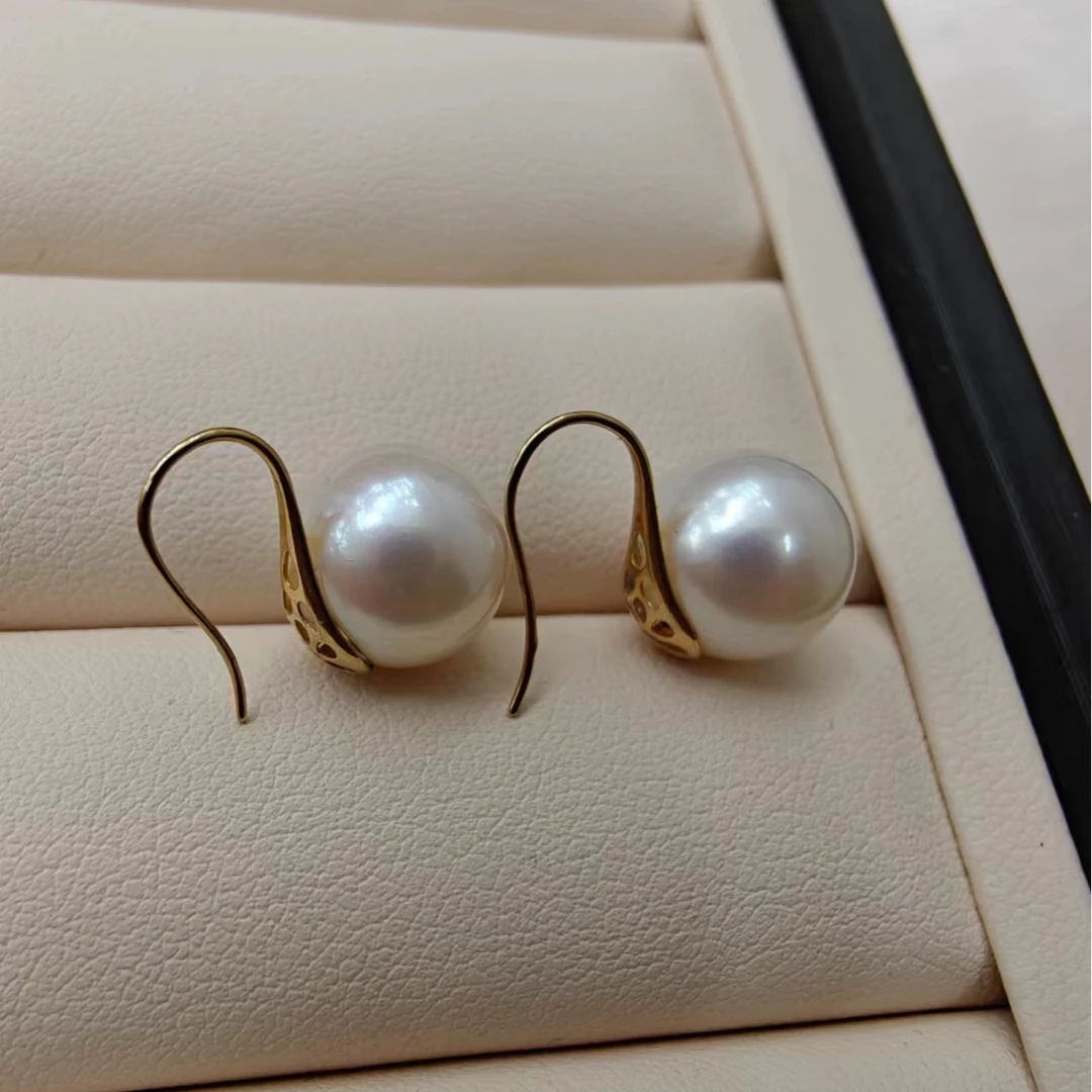 淡水珍珠18k高跟鞋珍珠耳扣11-12mm百搭时尚