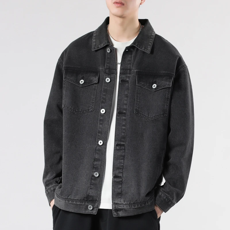2024美式工装春秋季宽松潮流年新款男装牛仔上衣服秋冬款休闲夹克