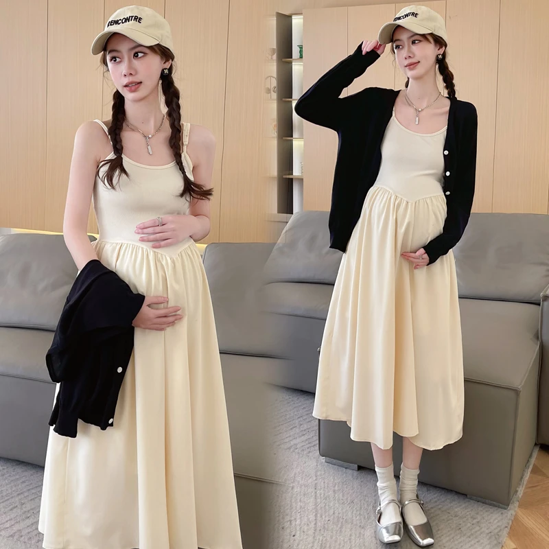 时髦孕妇连衣裙春秋2025新款宽松防晒外套上衣时尚显瘦洋气吊带裙