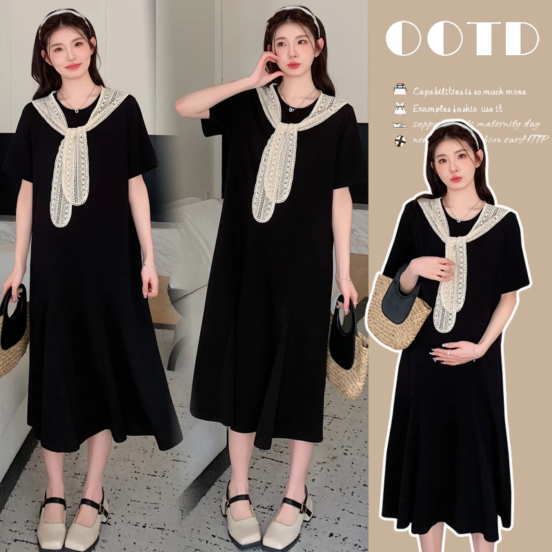 时髦孕妇夏季新款披肩网红新款法式宽松大码显瘦气质时尚连衣裙