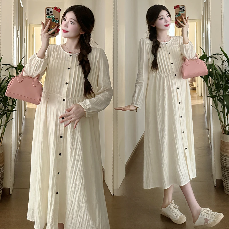 孕妇装2024春季新款气质打底裙网红宽松显瘦中长款时尚大码连衣裙