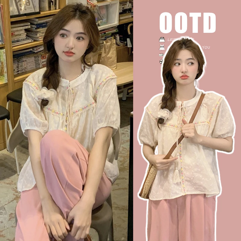 孕妇套装时尚洋气时髦夏2025短袖薄款重工艺新款上衣裤子两件套女