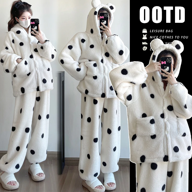 时髦孕妇装韩版珊瑚绒休闲舒适2025秋冬网红款孕妈家居服保暖套装