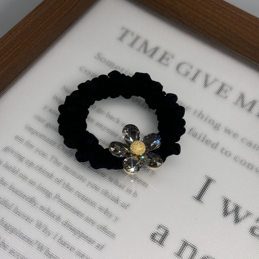 韩国ins气质轻奢优雅百搭黑色花瓣发绳079