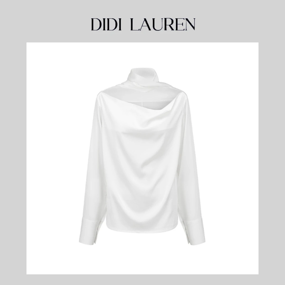 DIDI LAUREN“法式山茶”轻奢高级纹理感白色衬衫