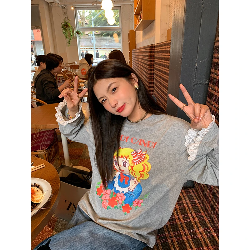 落落狷介 打底衫女秋冬内搭可外穿2024年新款设计感蕾丝拼接上衣