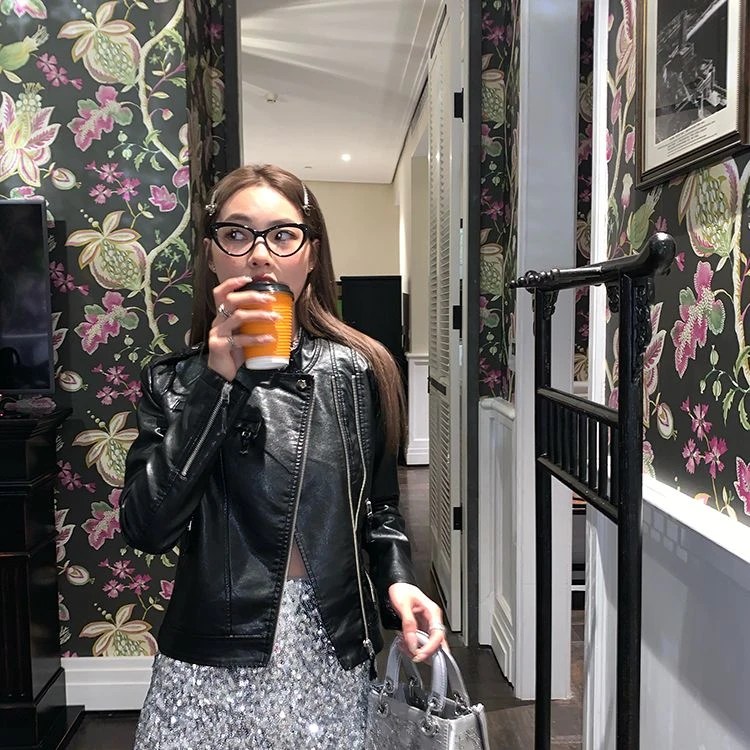 落落狷介小皮衣外套女小个子2023年春秋新款设计感小众机车服PU皮