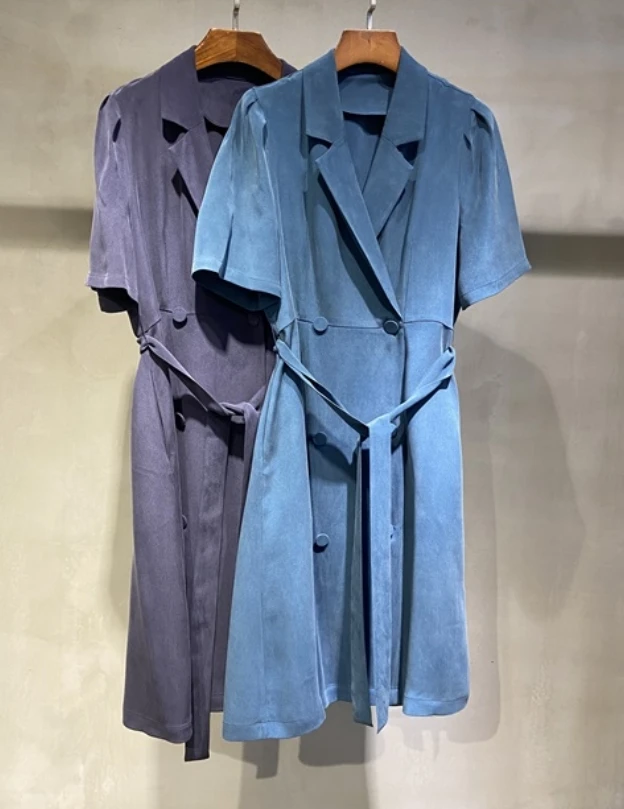 【冬姐精选】英伦风短袖大翻领连衣裙 D2393119