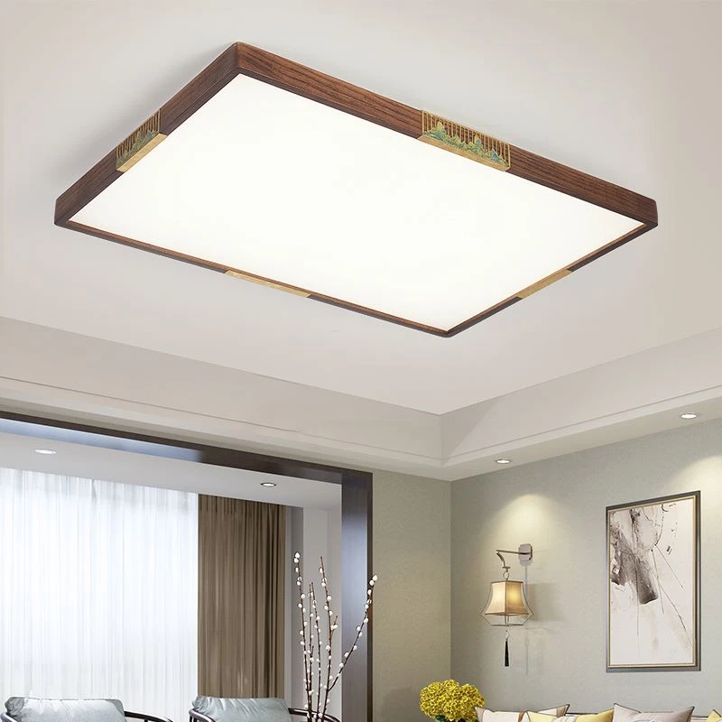 胡桃木吸顶灯超薄吸顶灯新中式房间大气禅意灯饰餐厅