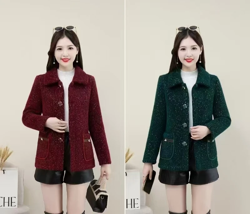 2024年网红时尚洋气百搭加绒加厚中老年冬季休闲短款妈妈装