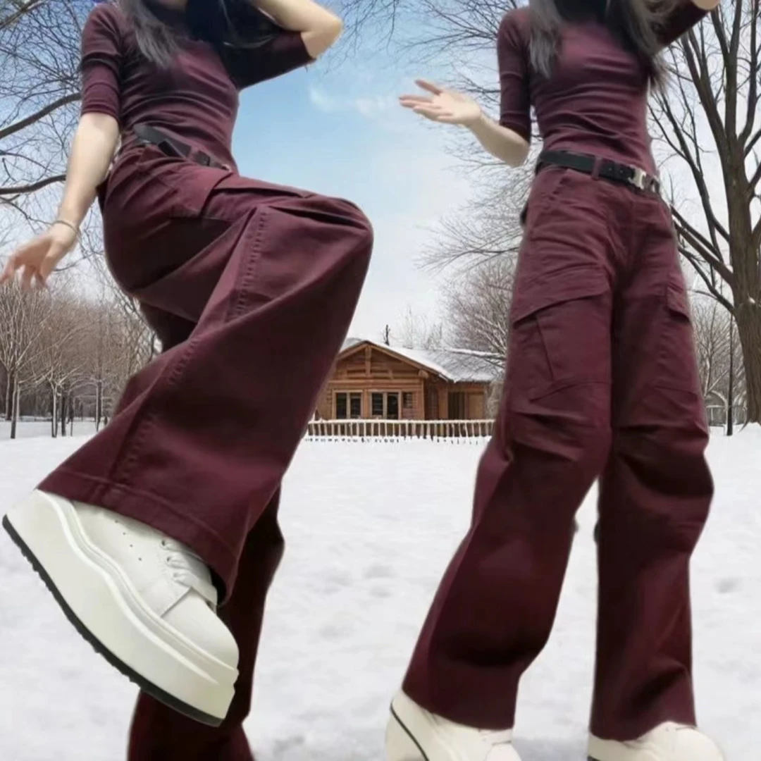 加绒加厚白色阔腿牛仔弯刀裤女冬新款高腰休闲直筒显瘦宽松拖地裤