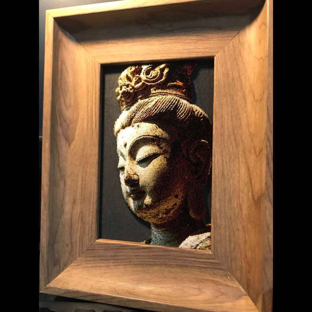 3D绒绣佛头摆件机绣工艺品文玩礼品画框立体刺绣黑神话悟空周边