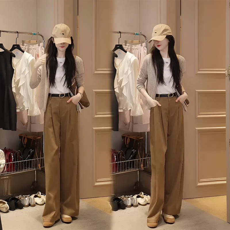 秋季美拉德风小个子穿搭气质显瘦针织开衫T恤韩版轻熟时尚休闲裤