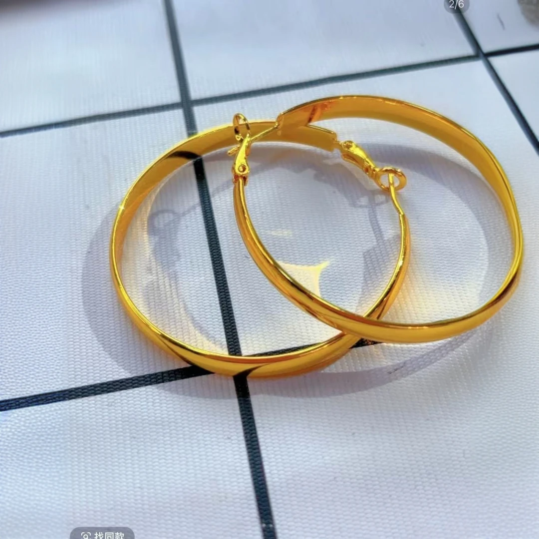 铜合金耳饰 铜合金耳环素圈百搭大耳圈semfora时尚款气质圈圈耳环