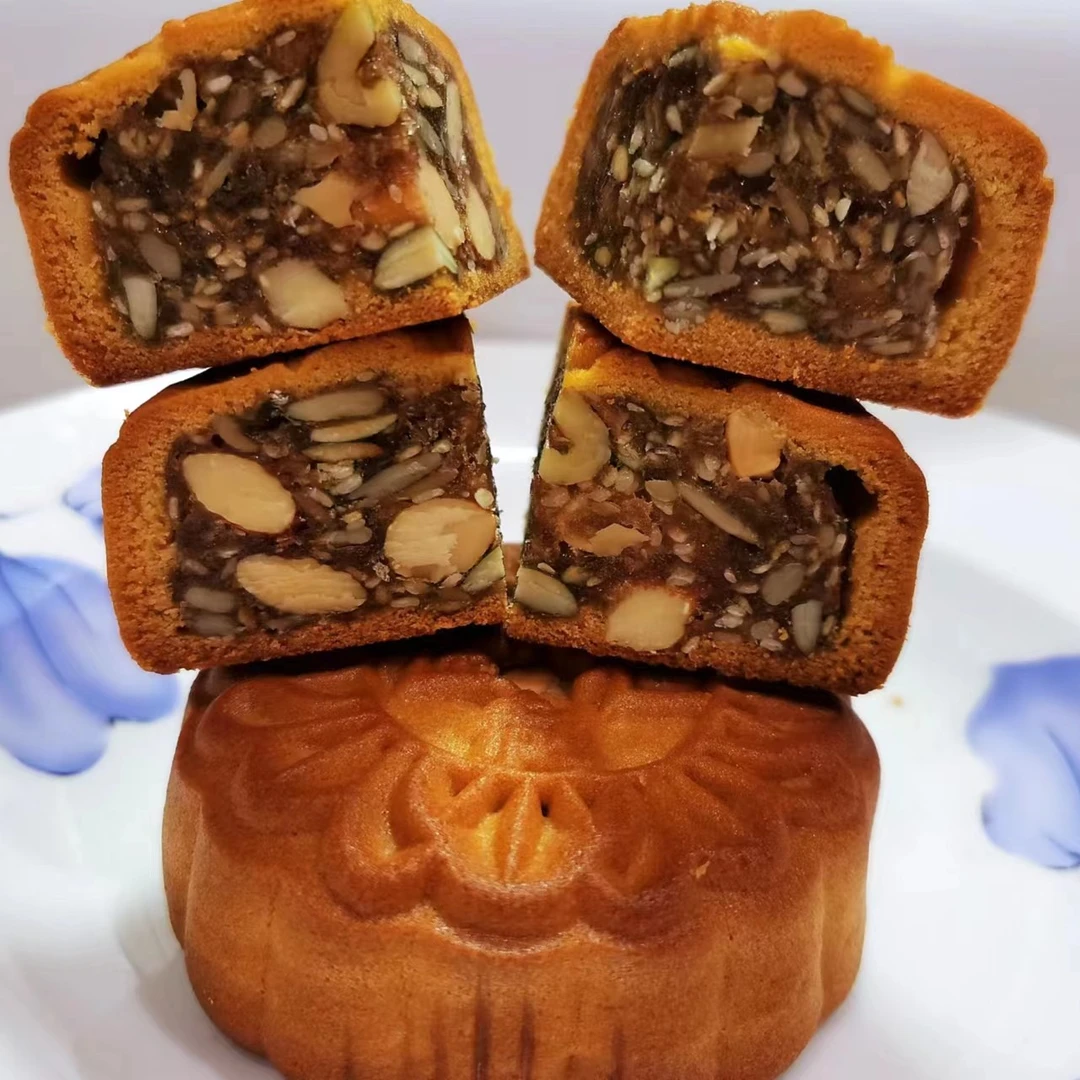 云南昭通特产月中桂传统广式伍仁中秋团圆月饼100克*5个