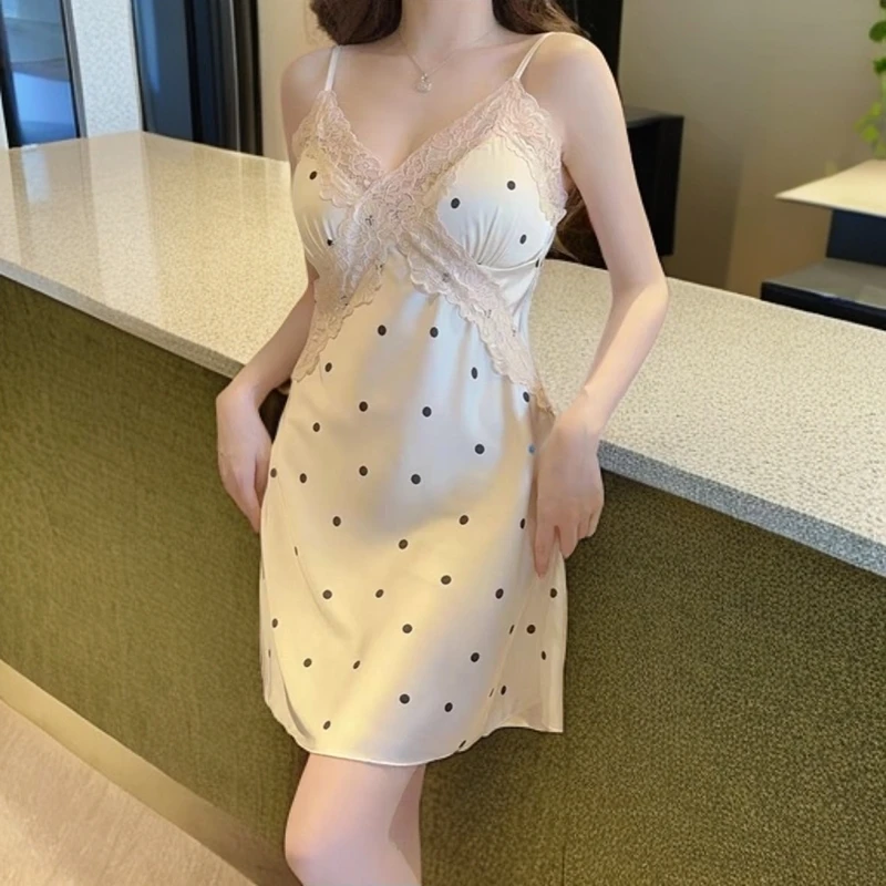 夏天吊带裙睡裙家居服性感波点夏季薄款大码网红纯欲风女士夏季DX