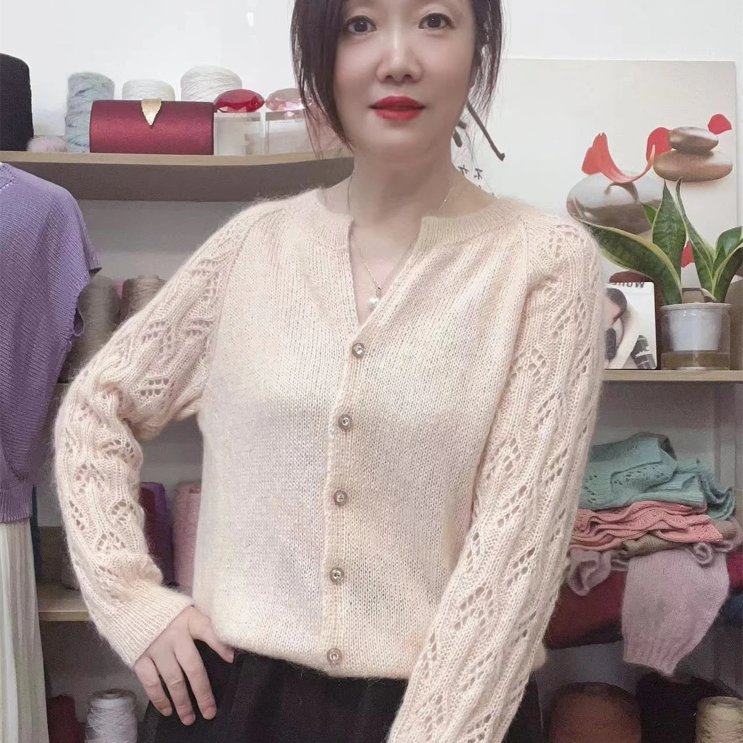 影子针织【秀羽开衫】纯色小马海毛 针织材料包 秋冬手工编织毛线