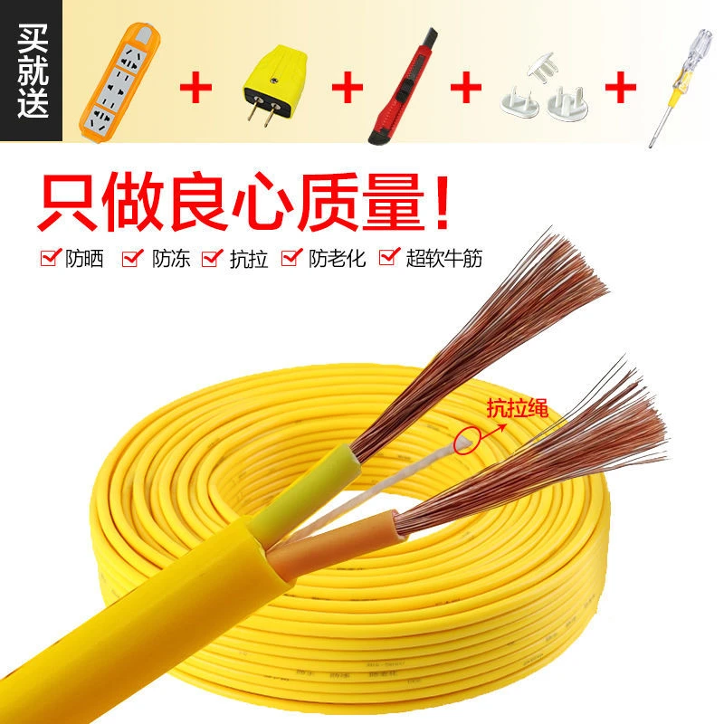 户外超软双芯电线防晒防冻牛筋电缆线2.5/4平方电动车柔软延长线