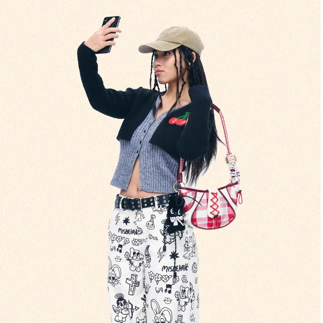 iscreamcolour MOF2024年秋冬假两件撞色针织开衫毛衣短外套早秋