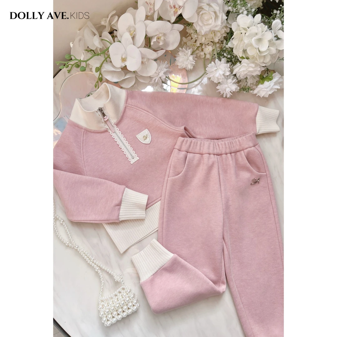 Dolly Ave 莫妮 轻奢高定拼接重工立体色纺绵羊毛女童冬时尚套装