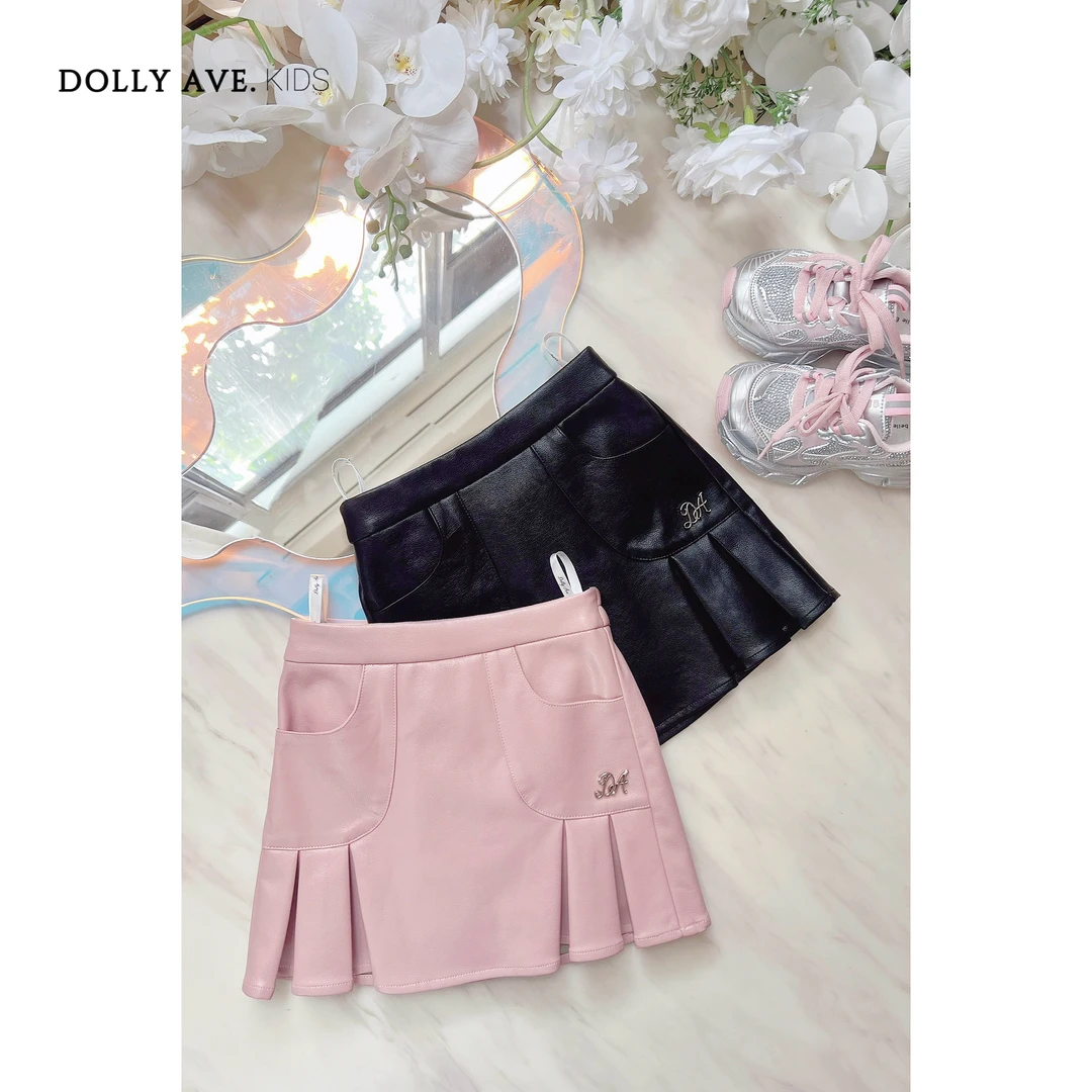 【现货】Dolly Ave 轻奢小皮裙 女童秋冬百搭环保皮糖果色高定半裙