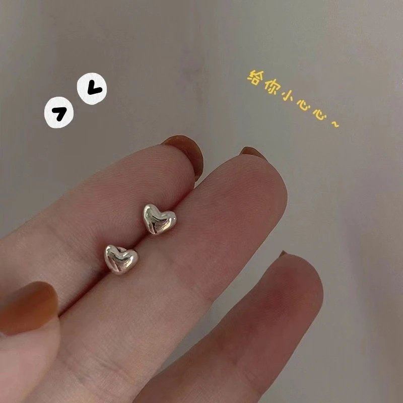 小耳垂适合的迷你小爱心形耳钉镀银色个性小巧精致耳环耳饰女